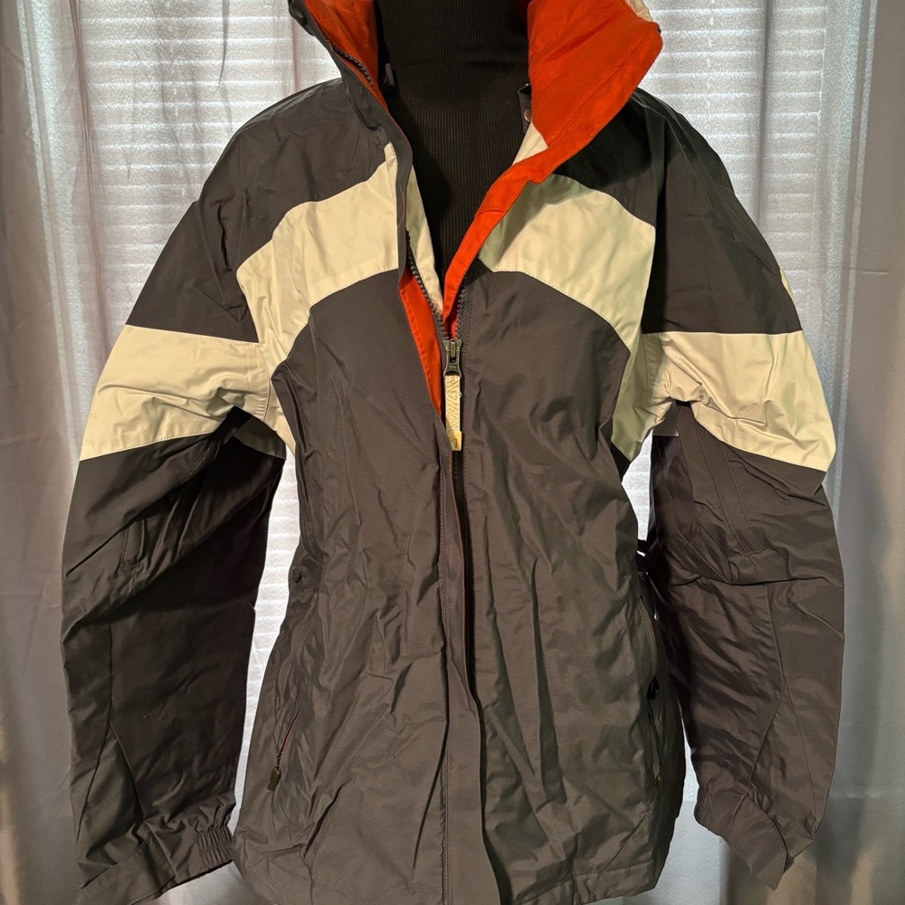 Columbia Vertex Jacket Women Large Gray Orange Omni Shield Waterproof Ski Zip Up
